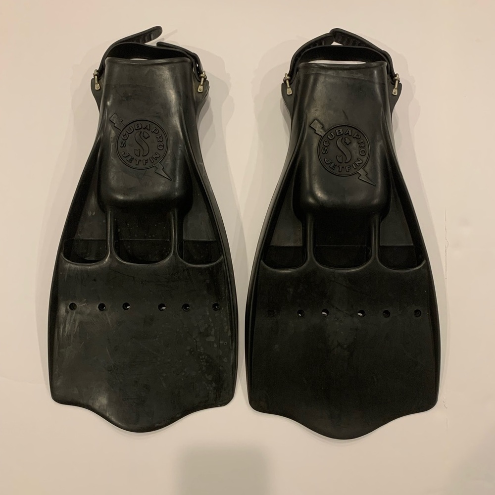 ScubaPro JetFin Fins Large Black Scuba Diving Snorkeling Adjustable USA Flipper